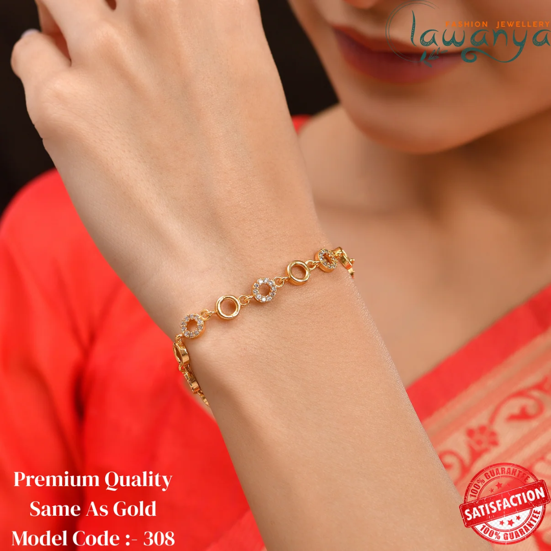 Gold Plated Diamond-Look Bracelet with Anti-Tarnish Finish 308