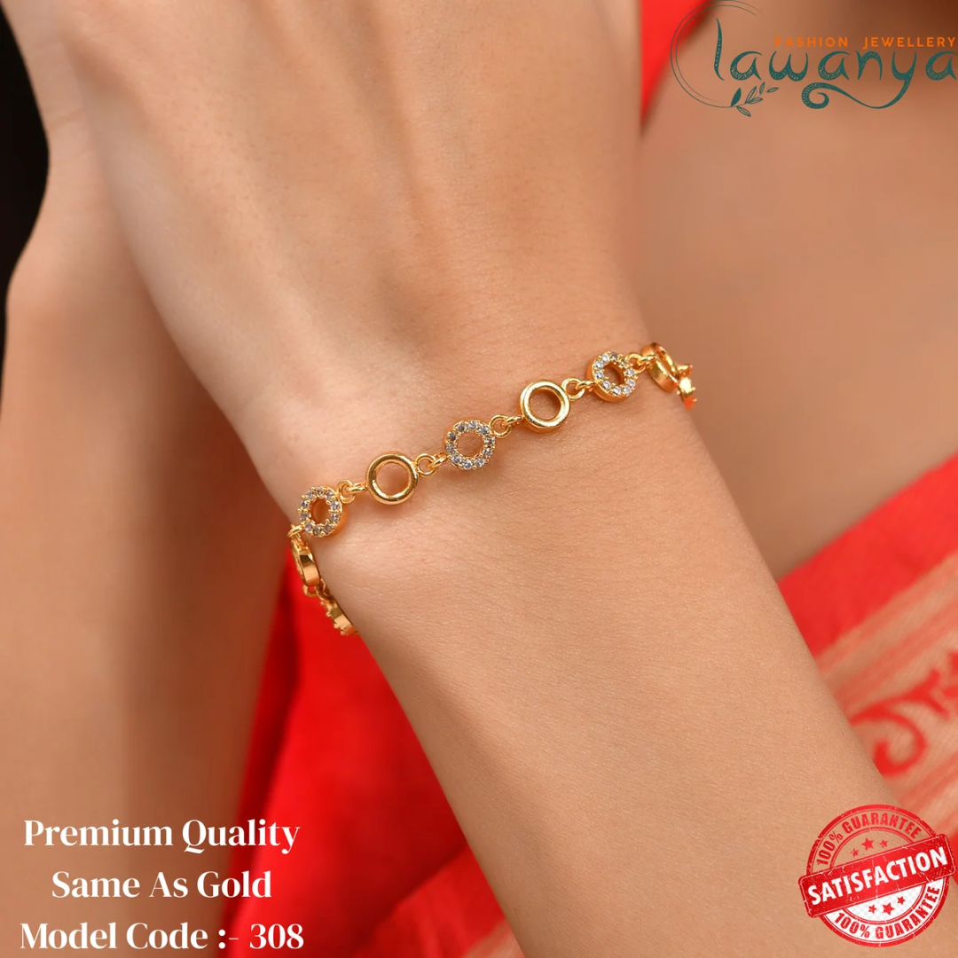 Gold Plated Diamond-Look Bracelet with Anti-Tarnish Finish 308