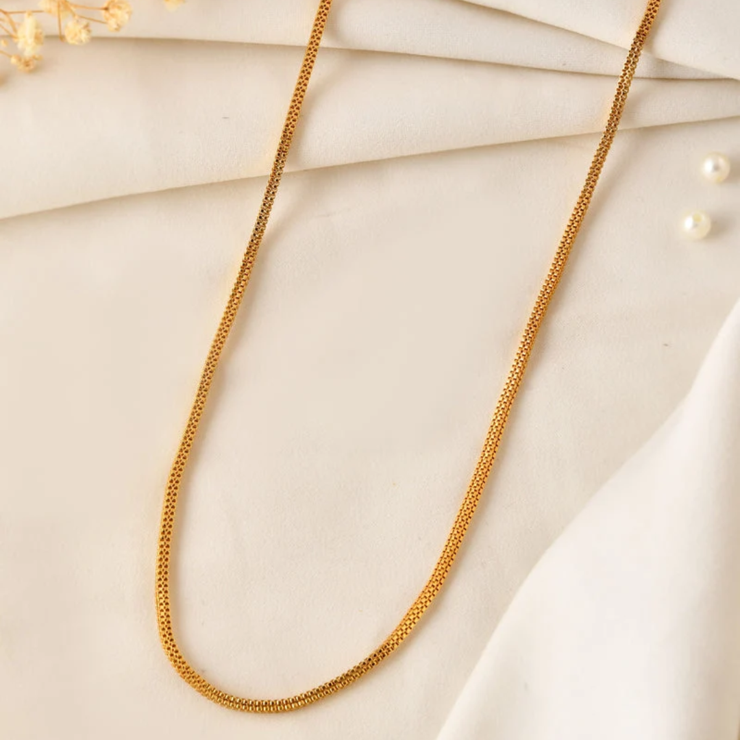 Royal 24-Inch High-Polished Gold-Plated Chain – Lightweight Elegance for Everyday Glam 851