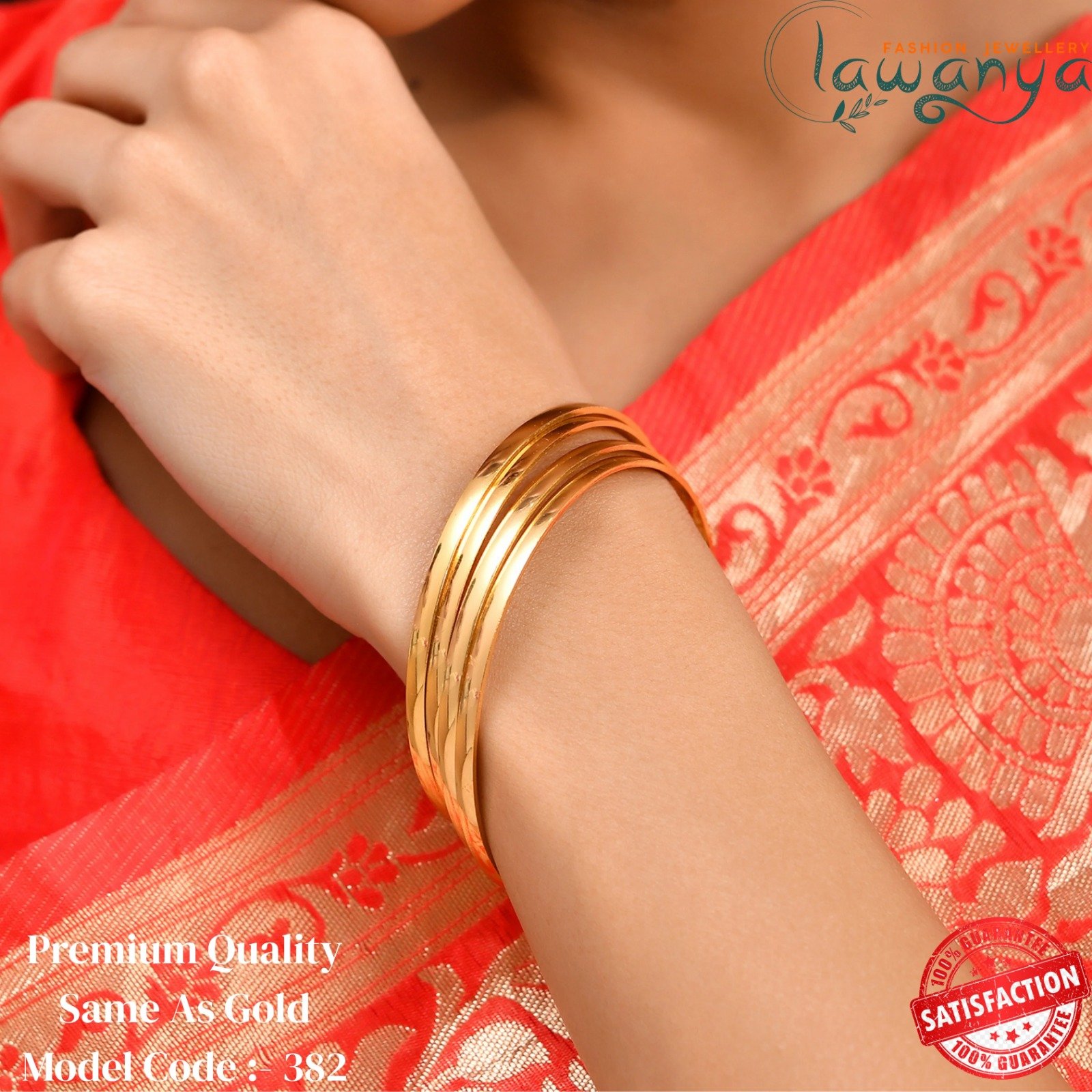 Gold Model Plain Bangles 4 bangles 382